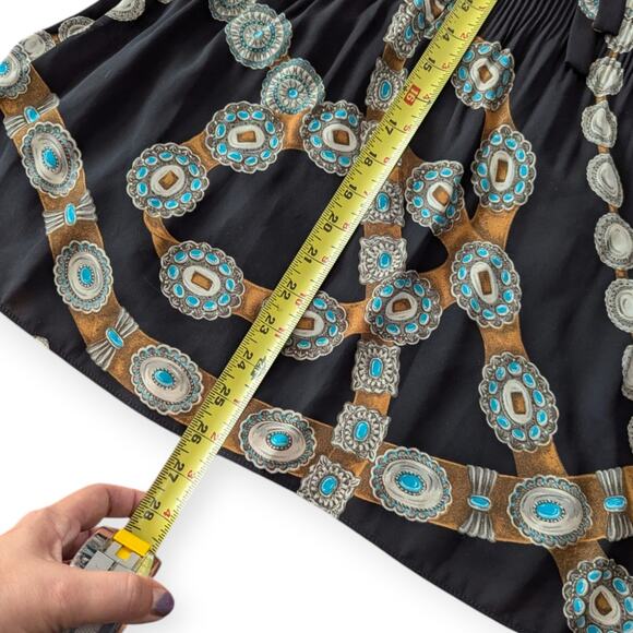 LRL Women's Black Southwest Belt Print Tunic Top pleated - Picture 7 of 9